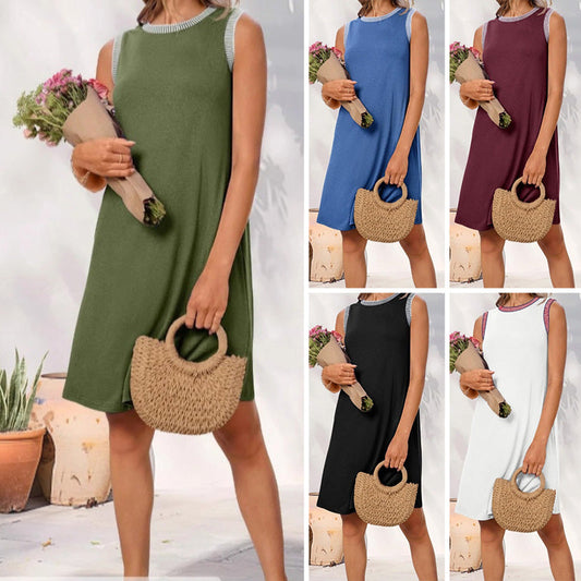 👗Női ujjatlan kerek nyakú ruha