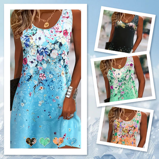 👗Virágos, ujjatlan nyári női ruha