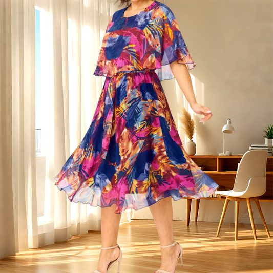 👗Elegáns virágos nyomtatott fél ujjú ruha