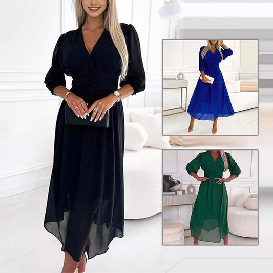 🍃🍀V-nyakú könnyű sifon ruha