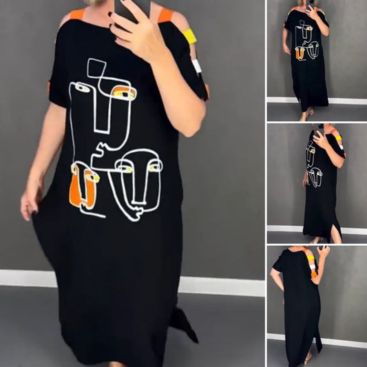 🍂【S-4XL】Női divat nyomtatott rövid ujjú ruha