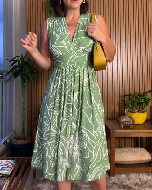 🌼 V-nyakú, ujjatlan, derékbőséget csökkentő ruha