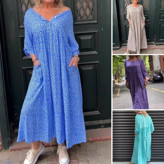 👗Kerek nyakú nyomtatott női alkalmi ruhák