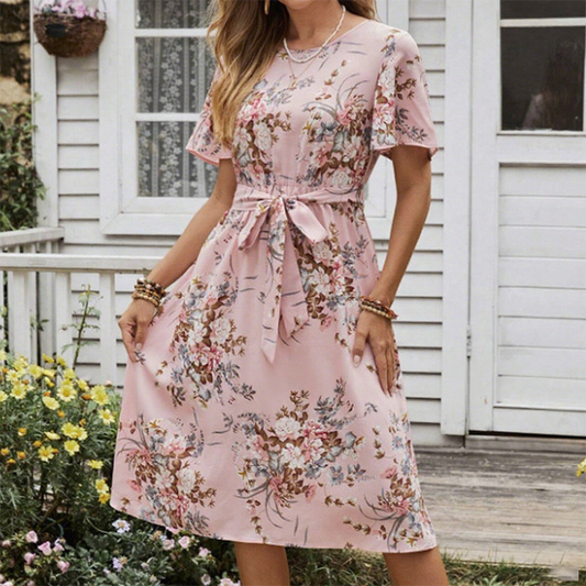 💐Elegáns virágmintás ruha masnival