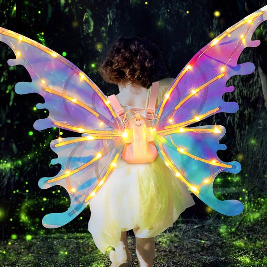 🦋Újratölthető elektromos tündérszárnyak LED-es világítással és zenével