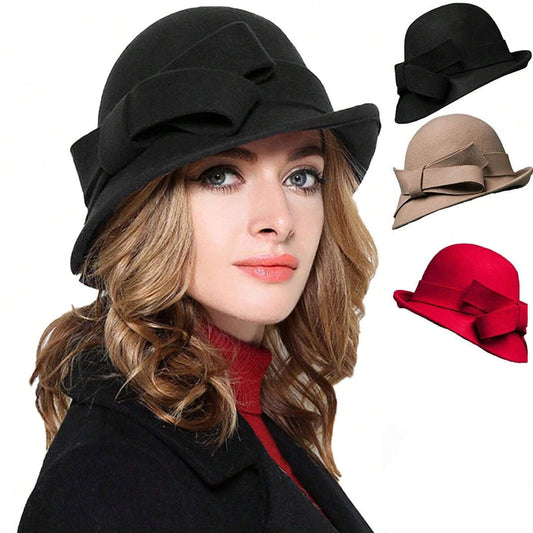 🎀Női vintage stílusú kalap, oldalán masnival