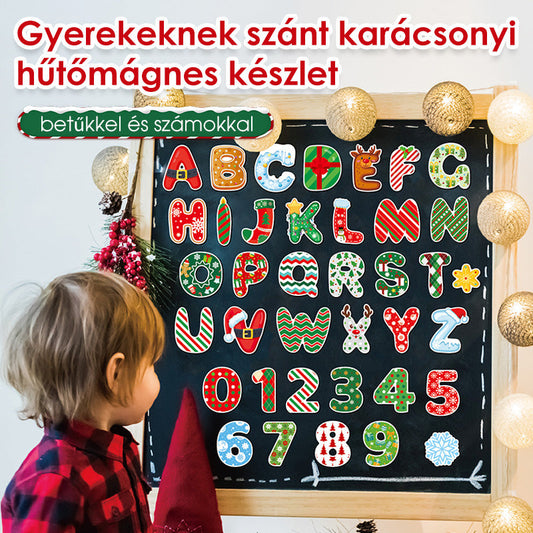 🔠Gyerekeknek szánt karácsonyi hűtőmágnes készlet betűkkel és számokkal