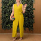 💃Női egyszínű alkalmi V-nyakú kötött jumpsuit
