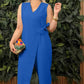 💃Női egyszínű alkalmi V-nyakú kötött jumpsuit
