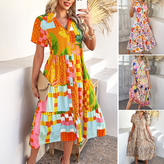 ⭐Női alkalmi boho V-nyakú ruha