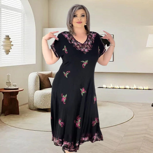 ✨V-nyakkivágású áramló midi ruha