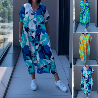 🌊Alkalmi elegáns elegáns nyomtatott V-nyakú ruha