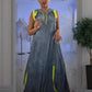 👗[S-5XL]Női alkalmi ujjatlan farmer maxiruha