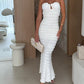 🌊Elegáns pánt nélküli, fodros bodycon ruha