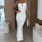 🌊Elegáns pánt nélküli, fodros bodycon ruha