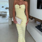 🌊Elegáns pánt nélküli, fodros bodycon ruha