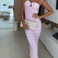 🌊Elegáns pánt nélküli, fodros bodycon ruha
