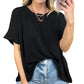 👕Női kényelmes bordázott bordázott túlméretezett póló
