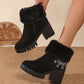 👢Női meleg Chunky magas sarkú bokacsizma