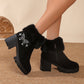 👢Női meleg Chunky magas sarkú bokacsizma