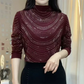 🎁Ingyenes nyakláncot kapsz💎Női kecses, hosszú ujjú felső flitterekkel
