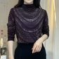 🎁Ingyenes nyakláncot kapsz💎Női kecses, hosszú ujjú felső flitterekkel